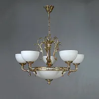 Люстра подвесная  TOLEDO 02155/5 WP AMBIENTE by BRIZZI белая на 10 ламп, основание бронзовое в стиле классический 