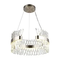 Люстра подвесная LED Strasatti OML-99913-62 Omnilux прозрачная на 1 лампа, основание никель в стиле современный хай-тек 