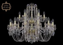 Люстра подвесная хрустальная 11.23.12+6.300.2d.Gd.Dr Bohemia Art Classic прозрачная на 18 ламп, основание золотое в стиле классика 