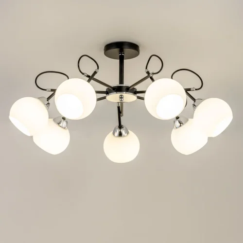 Люстра потолочная Стивен CL141271 Citilux белая на 7 ламп, основание чёрное в стиле современный  фото 4