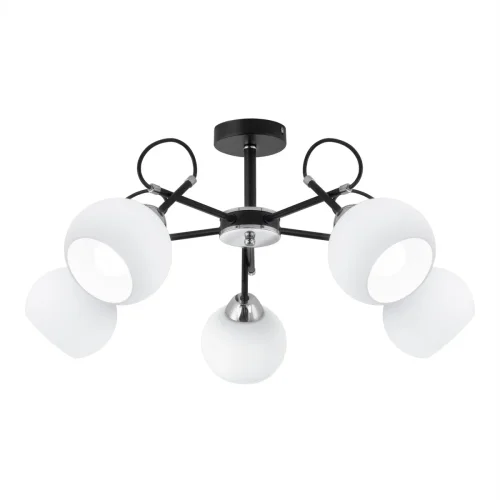 Люстра потолочная Стивен CL141251 Citilux белая на 5 ламп, основание чёрное в стиле современный шар