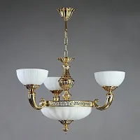 Люстра подвесная  LUGO 8539/3 WP AMBIENTE by BRIZZI белая на 6 ламп, основание бронзовое в стиле классический 