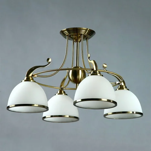 Люстра потолочная MA02401CB/004 Bronze Ambiente by Brizzi белая на 4 лампы, основание бронзовое в стиле современный 