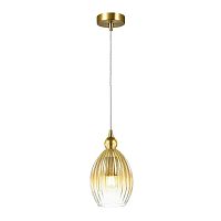 Светильник подвесной Storzo 4712/1 Odeon Light жёлтый янтарный 1 лампа, основание бронзовое в стиле современный выдувное