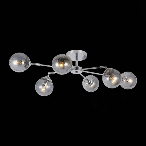 Люстра потолочная Fasia SLE102202-06 Evoluce чёрная на 6 ламп, основание хром в стиле современный шар фото 2