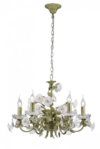 Люстра подвесная Fiori di rose 1770.6 Lucia Tucci без плафона на 6 ламп, основание зелёное золотое в стиле флористика прованс 