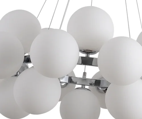 Люстра подвесная Сида 07508-20,02 Kink Light белая на 20 ламп, основание хром в стиле современный молекула шар фото 2