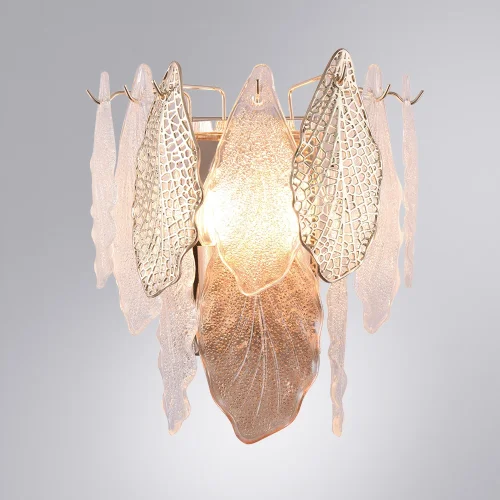 Бра Felicita A4080AP-2GO Arte Lamp янтарный прозрачный на 2 лампы, основание золотое в стиле флористика современный  фото 2