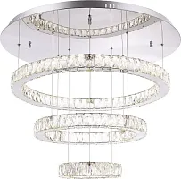 Светильник подвесной LED AMUR 49350D3 Globo прозрачный 1 лампа, основание серебряное в стиле современный кольца
