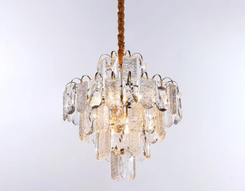 Люстра подвесная TR5231 Ambrella light прозрачная на 9 ламп, основание золотое в стиле классический современный  фото 5