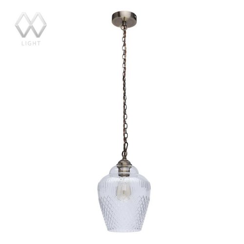 Светильник подвесной Аманда 481012001 MW-Light прозрачный 1 лампа, основание античное бронза в стиле классический 