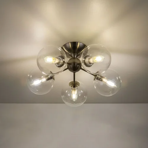 Люстра потолочная Томми CL102151 Citilux прозрачная на 5 ламп, основание хром в стиле современный шар фото 3
