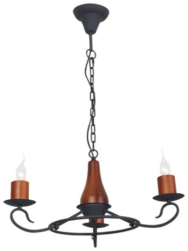 Люстра подвесная  590-703-03 Velante без плафона на 3 лампы, основание чёрное коричневое в стиле кантри 