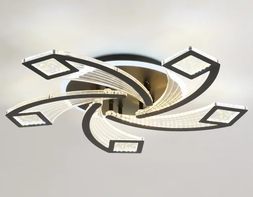 Люстра потолочная LED с пультом FA4478 Ambrella light чёрная на 1 лампа, основание чёрное в стиле современный хай-тек с пультом фото 5
