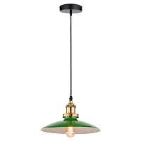 Светильник подвесной лофт LSP-9543 Lussole зелёный 1 лампа, основание чёрное в стиле лофт 