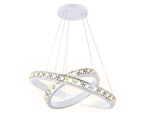 Люстра подвесная LED с пультом FA169 Ambrella light белая на 1 лампа, основание белое в стиле хай-тек с пультом кольца