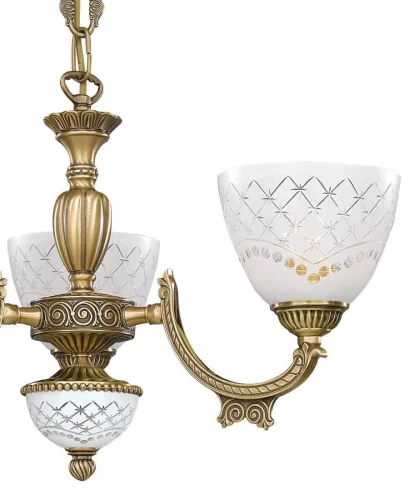 Люстра подвесная  L 7052/3 Reccagni Angelo белая на 3 лампы, основание античное бронза в стиле классический  фото 2