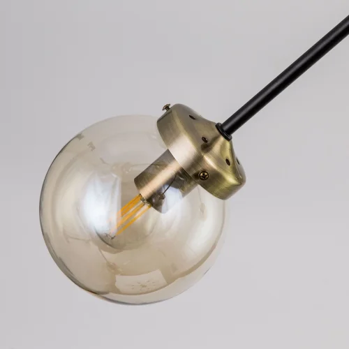 Люстра на штанге Планета CL105295 Citilux прозрачная янтарная на 9 ламп, основание венге в стиле современный лофт молекула шар фото 5