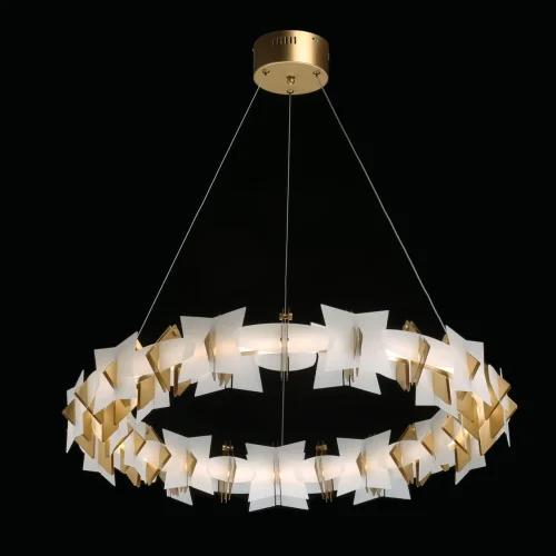 Люстра подвесная LED Платлинг 661018401 DeMarkt золотая белая на 1 лампа, основание золотое в стиле хай-тек  фото 2