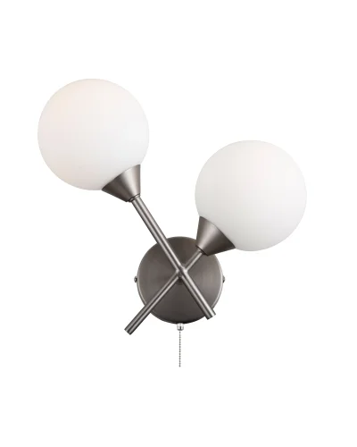 Бра с выключателем Molecule V10844-2W Moderli белый на 2 лампы, основание матовое хром в стиле современный молекула шар фото 2