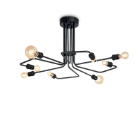 Люстра потолочная TRIUMPH PL8 NERO Ideal Lux без плафона на 8 ламп, основание чёрное в стиле современный 