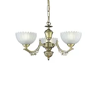 Люстра подвесная L 2825/3  Reccagni Angelo белая на 3 лампы, основание античное бронза в стиле классический 