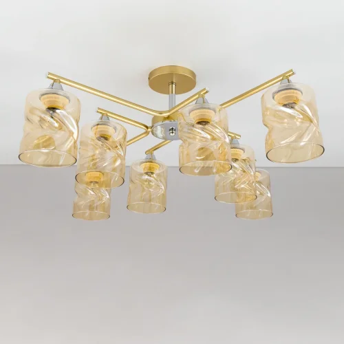 Люстра потолочная Клод CL137182 Citilux янтарная на 8 ламп, основание золотое в стиле современный  фото 3