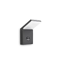 Настенный светильник LED STYLE AP SENSOR ANTRACITE 3000K Ideal Lux уличный IP54 серый чёрный 1 лампа, плафон чёрный серый в стиле современный LED