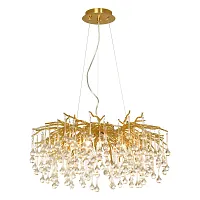 Люстра подвесная Mesa LSP-8851 Lussole прозрачная на 9 ламп, основание золотое в стиле современный флористика ветви