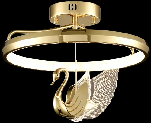 Люстра потолочная LED с пультом Letizia WE466.02.307 Wertmark золотая на 1 лампа, основание золотое в стиле современный с пультом кольца птички