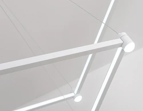 Люстра подвесная LED FL5595 Ambrella light белая на 1 лампа, основание белое в стиле современный хай-тек квадраты фото 7