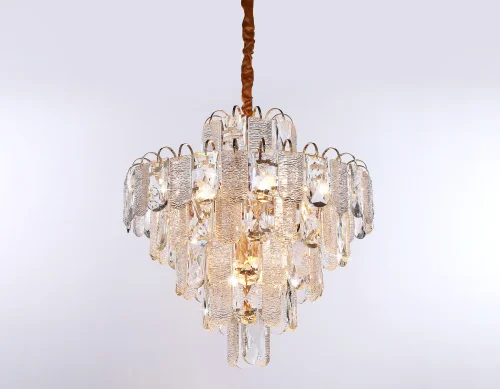 Люстра подвесная TR5233 Ambrella light прозрачная на 12 ламп, основание золотое в стиле классический современный  фото 5