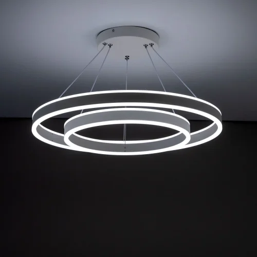 Светильник подвесной LED с пультом Дуэт CL719640 Citilux белый 1 лампа, основание белое в стиле современный минимализм кольца с пультом фото 7