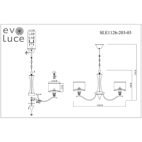 Люстра подвесная Cassia SLE1126-203-03 Evoluce бежевая на 3 лампы, основание шампань в стиле современный  фото 4
