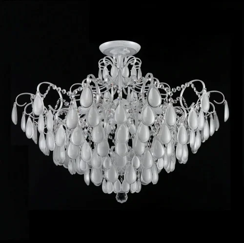 Люстра потолочная  SEVILIA PL9 SILVER Crystal Lux серебряная на 9 ламп, основание белое в стиле арт-деко 