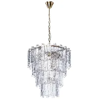 Люстра подвесная Felis 6005/17 LM-9 Divinare прозрачная на 9 ламп, основание латунь в стиле современный Люстра подвесная Felis 6005/17 LM-9 Divinare прозрачная на 9 ламп, основание латунь в стиле современный