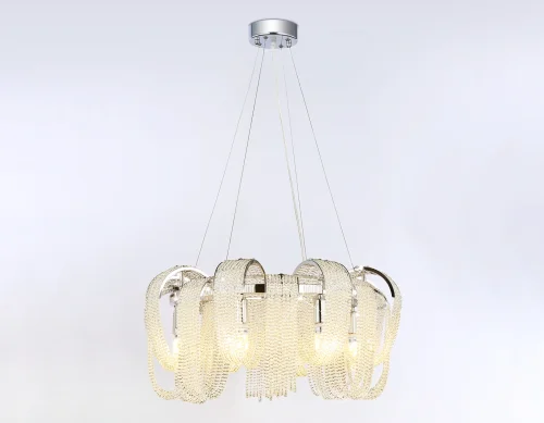 Люстра подвесная TR5377 Ambrella light прозрачная на 8 ламп, основание хром в стиле классический современный  фото 6