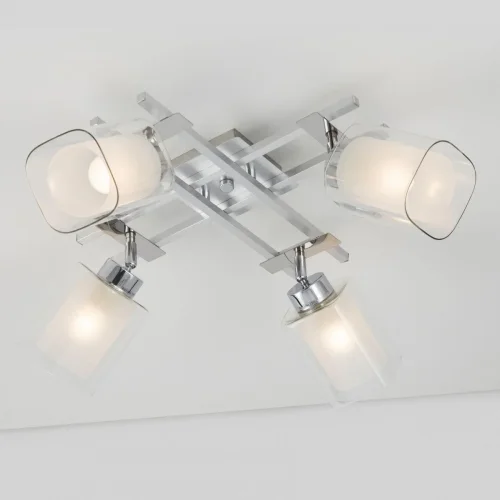 Люстра потолочная Риволи CL104140 Citilux белая прозрачная на 4 лампы, основание серое в стиле современный  фото 2