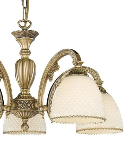 Люстра подвесная  L 7005/5 Reccagni Angelo белая на 5 ламп, основание античное бронза в стиле классический  фото 3