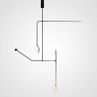 Люстра подвесная LINES 140823-26 ImperiumLoft белая на 2 лампы, основание чёрное в стиле минимализм 