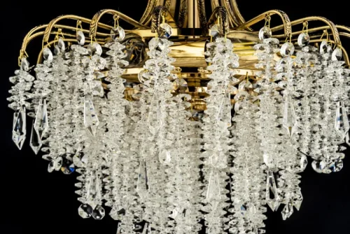 Люстра подвесная хрустальная Erli E 1.5.40.105 GB Arti Lampadari прозрачная на 3 лампы, основание золотое в стиле арт-деко  фото 2