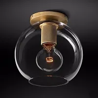 Светильник потолочный RH Utilitaire Globe Shade Flushmount Brass 123675-22 ImperiumLoft прозрачный 1 лампа, основание латунь в стиле лофт 