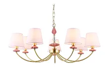 Люстра подвесная LH75025 Ambrella light розовая на 7 ламп, основание золотое в стиле классический Люстра подвесная LH75025 Ambrella light розовая на 7 ламп, основание золотое в стиле классический