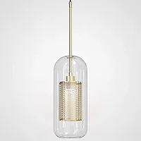 Светильник подвесной CATCH F cylinder brass D15 186719-26 ImperiumLoft прозрачный 1 лампа, основание бронзовое в стиле современный 
