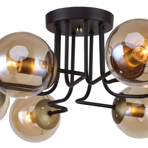 Люстра потолочная Modestus 2344-8U F-promo янтарная на 8 ламп, основание коричневое в стиле современный шар фото 4