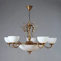 Люстра подвесная  SEVILLE 02140/5 AB AMBIENTE by BRIZZI белая на 10 ламп, основание бронзовое в стиле классика 