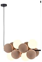 Светильник подвесной Berta WE237.12.003 Wertmark коричневый белый 4 лампы, основание чёрное в стиле современный молекула шар
