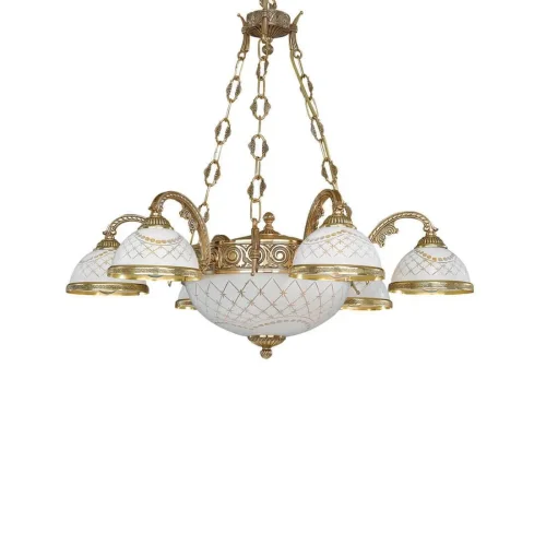 Люстра подвесная  L 7102/6+2 Reccagni Angelo белая на 8 ламп, основание золотое в стиле классический  фото 3