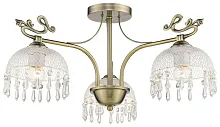 Люстра потолочная 733-507-03 Velante прозрачная на 3 лампы, основание бронзовое в стиле классический 