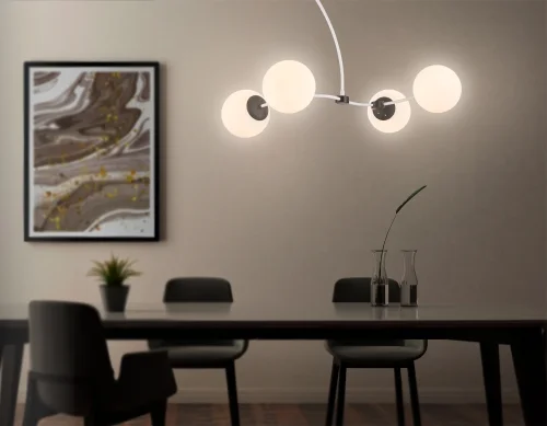 Люстра потолочная TR2542 Ambrella light белая на 4 лампы, основание чёрное в стиле современный  фото 7